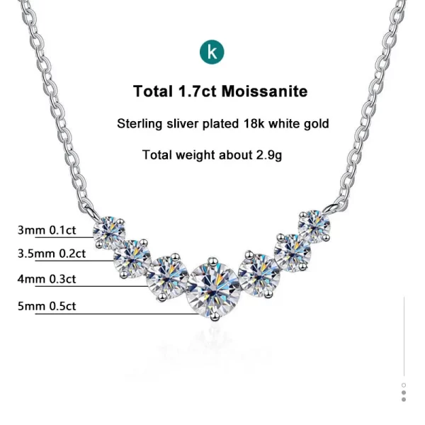 Moissanite Necklace for Woman Wedding Fine Jewely with Certificates 925 Sterling Sliver Plated 18k White Gold Necklace - Image 6