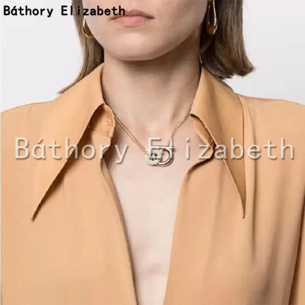 Báthory Elizabeth High Quality Vintage Golden Double Pendant Chain Necklace For Woman Luxury Jewelry Collares Para Mujer - Image 6