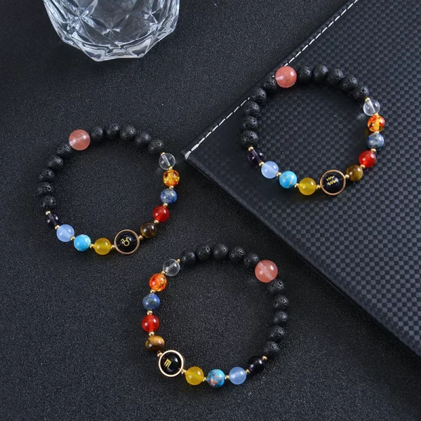 Solar System 12 Constellation Bracelets Women Natural Stone Nine Planets Zodiac Leo Libra Cancer Bracelets Couple Horoscope Gift - Image 3