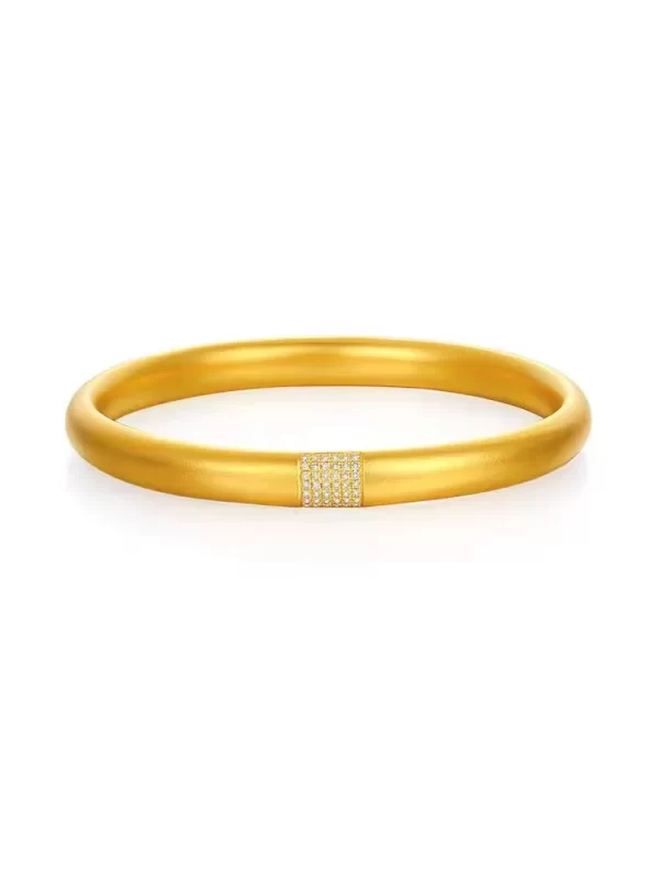 9999 real gold 24K yellow gold Fugui perfect bracelet Seiko ancient method inheritance row drill solid bracelet - Image 5