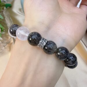 Original Design: Day and Night（Obsidian & White Asai Crystal Bracelet） - Image 4