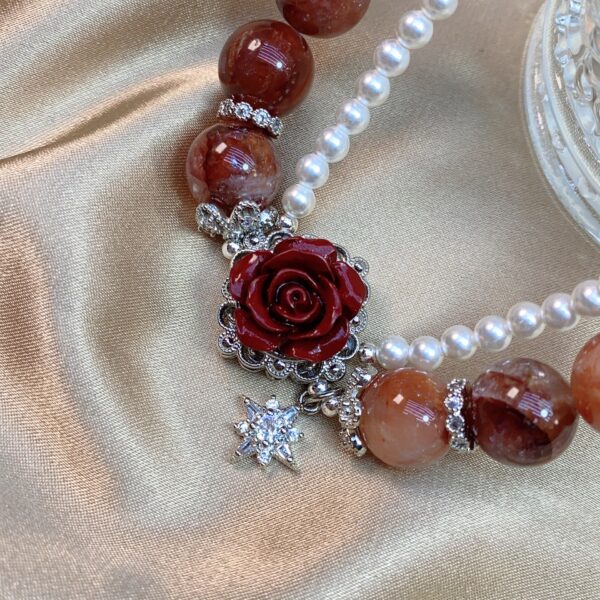 Original Design: Rose Flower Field（Bull Blood Strawberry Crystal Bracelet） - Image 4