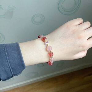 Lucky Peach Blossom Crystal Bracelet (Strawberry Crystal & Pink Crystal & Star Accessories) - Image 3