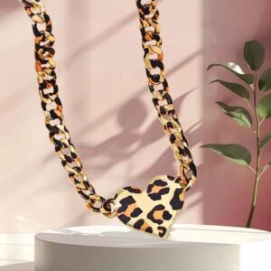 Fashion design sense leopard print cool love women's necklace - Image 2