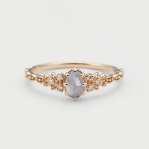 New Japanese inlaid natural cordierite olive tree leaf purple diamond zircon ring women's happiness and fashion - Image 4