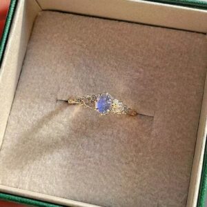 New Japanese inlaid natural cordierite olive tree leaf purple diamond zircon ring women's happiness and fashion - Image 3